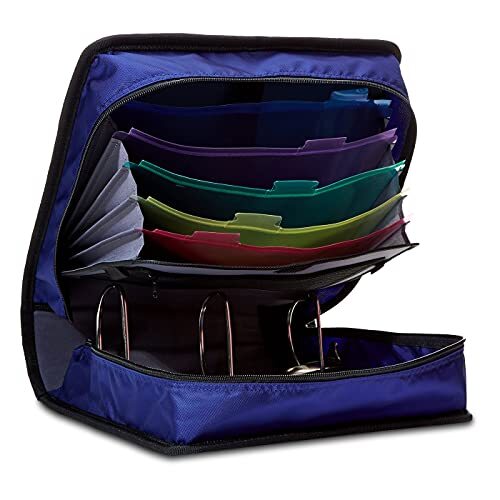 Amazon Basics 3-Ring Binder with Zipper - O-Ring, 3 Inch, Blue NEW