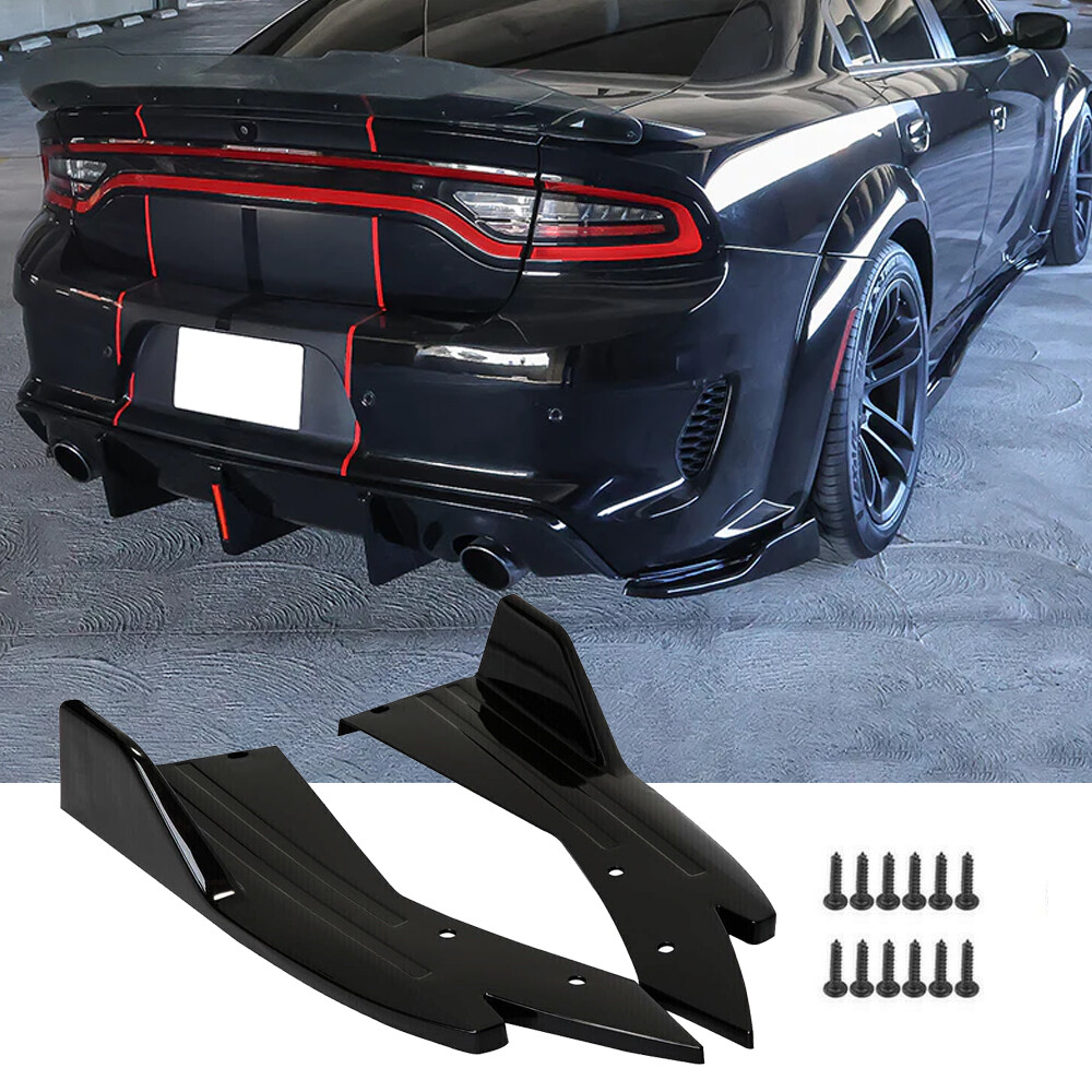 Glossy Black for Dodge Charger Rear Bumper Side Diffuser Splitter Canards