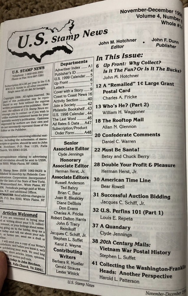 U.S. Stamps News 1998 Magazine 3 Issues Vol. 4 No. 4,5,6