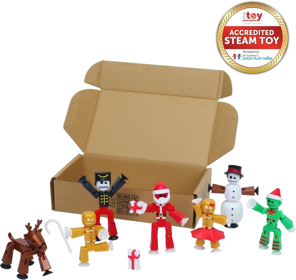 Zing StikBot Christmas Crew Pack - Includes 7 StikBots and 1 Set of...