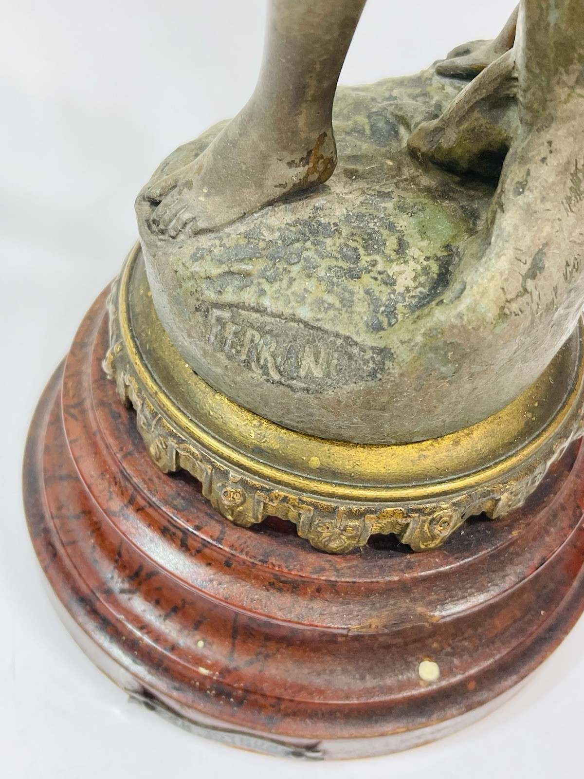 Vintage Par Ferrand Bronzed Spelter Musical dancing Lady Fee Joyeuse