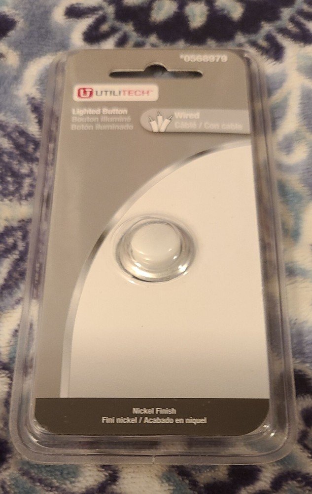 Utilitech Wired "Lighted Button Nickel Finish Part #0568979" New In Plastic
