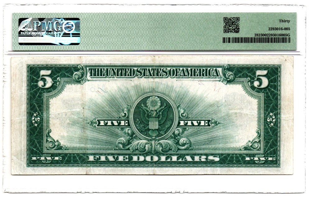 Fr. 282 $5 1923 Silver Certificate PMG Very Fine 30. A solid mid-grade example!