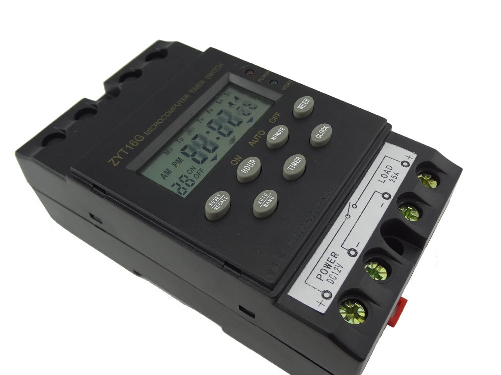 12V Timer Switch Timer Controller LCD display,25A amps program timer switch