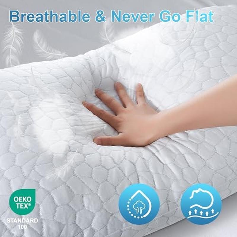Cooling Pillows 2 Pack Shredded Memory Foam Adjustable Supportive Breathable New