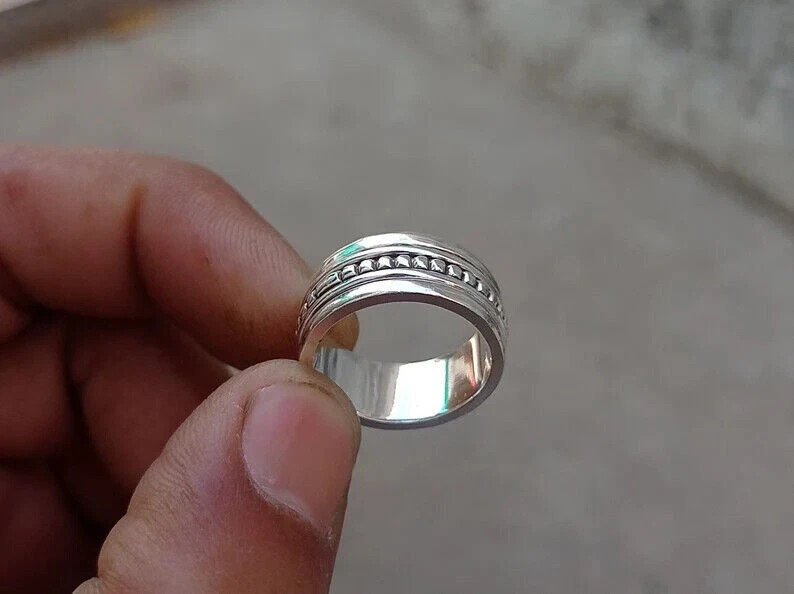 Solid 925 Sterling Silver Designed Spinner Ring Band Handmade Ring All Size w7