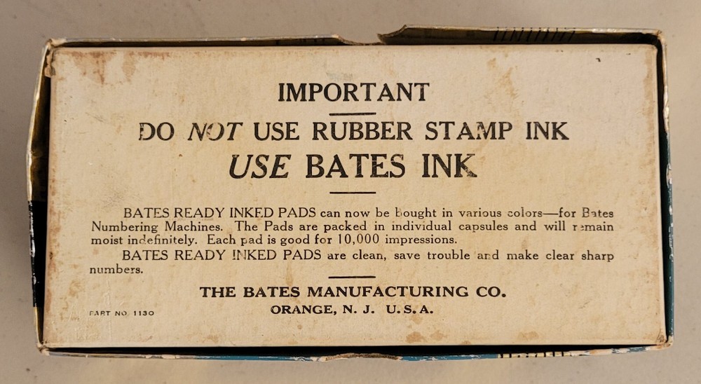 Vintage Bates Numbering Machine 7 Wheels Style E