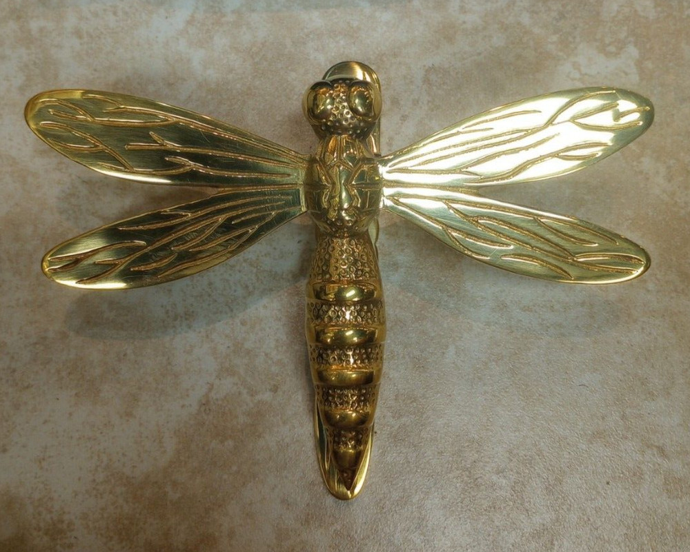 Decorative Solid Brass Dragonfly Hardware Door Knocker Polished Brass