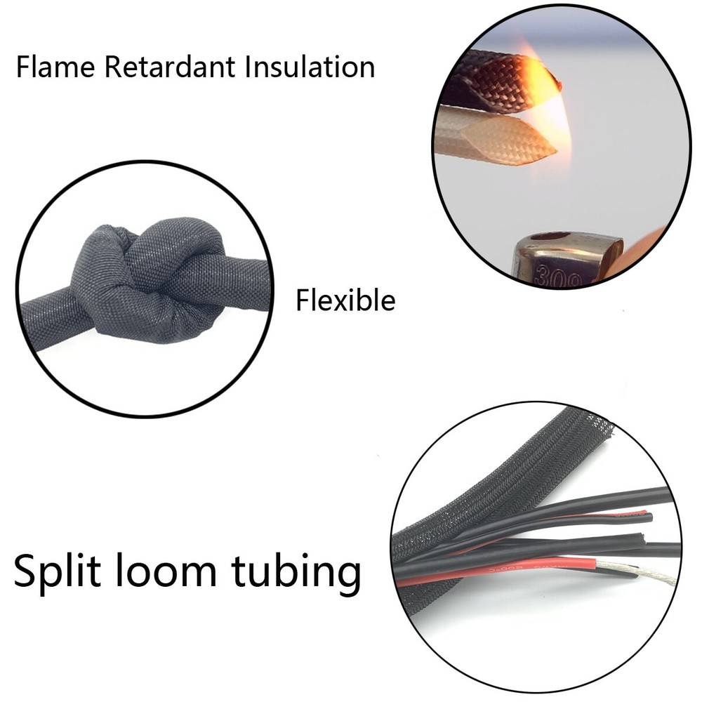 Split Braided Cable Sleeving Cords Wiring Loom Harness Tubes Manager Protector
