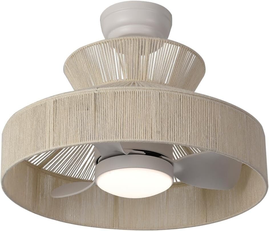 18W LED 20” Dimmable DC Boho Caged Dimmable Ceiling Fan with Light