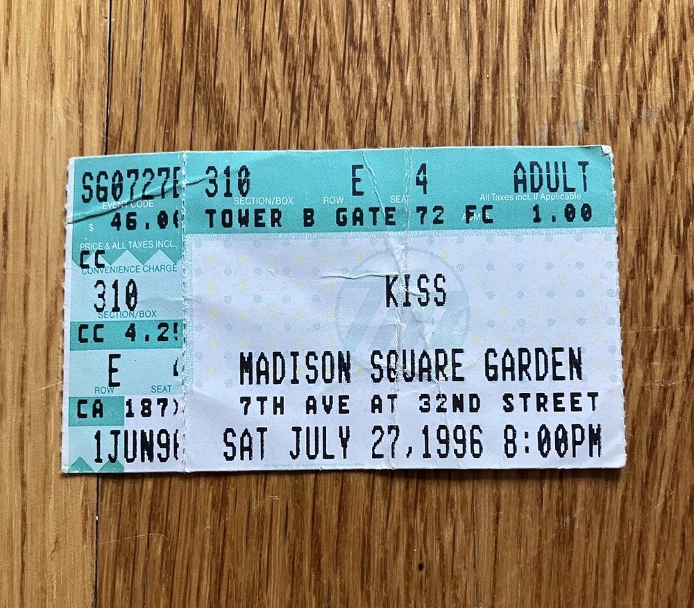 KISS Ticket Stub Alive Reunion Concert Tour July 27 1996 MSG NYC Pls Read