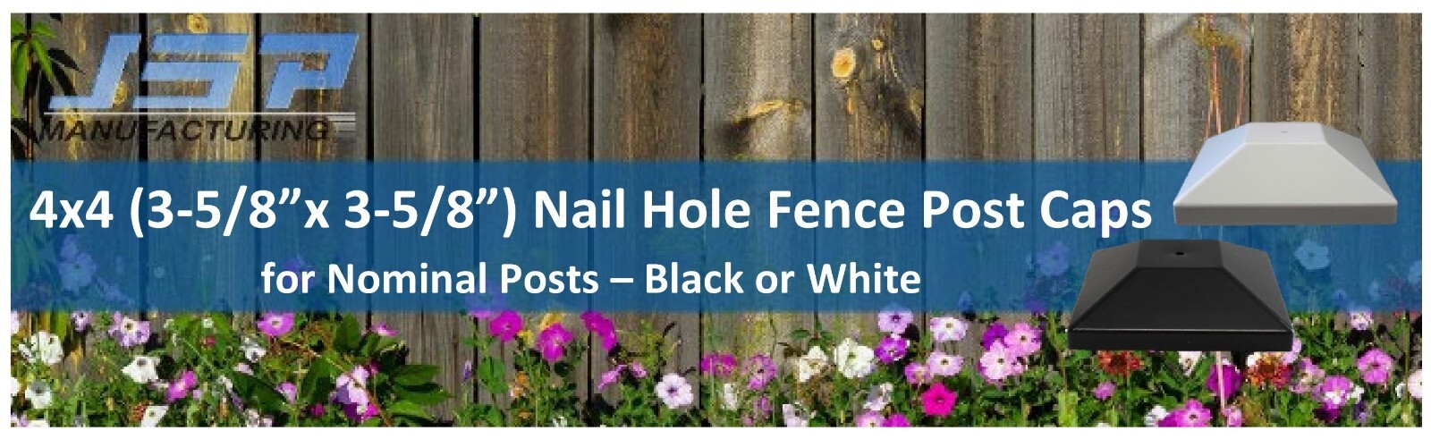 Black Nominal 4x4 Plastic Fence Post Caps with Nail Hole (3-5/8"x 3-5/8")