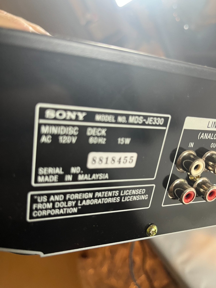 Sony MDS-JE330 Minidisc Deck Player Recorder No Remote-Tested