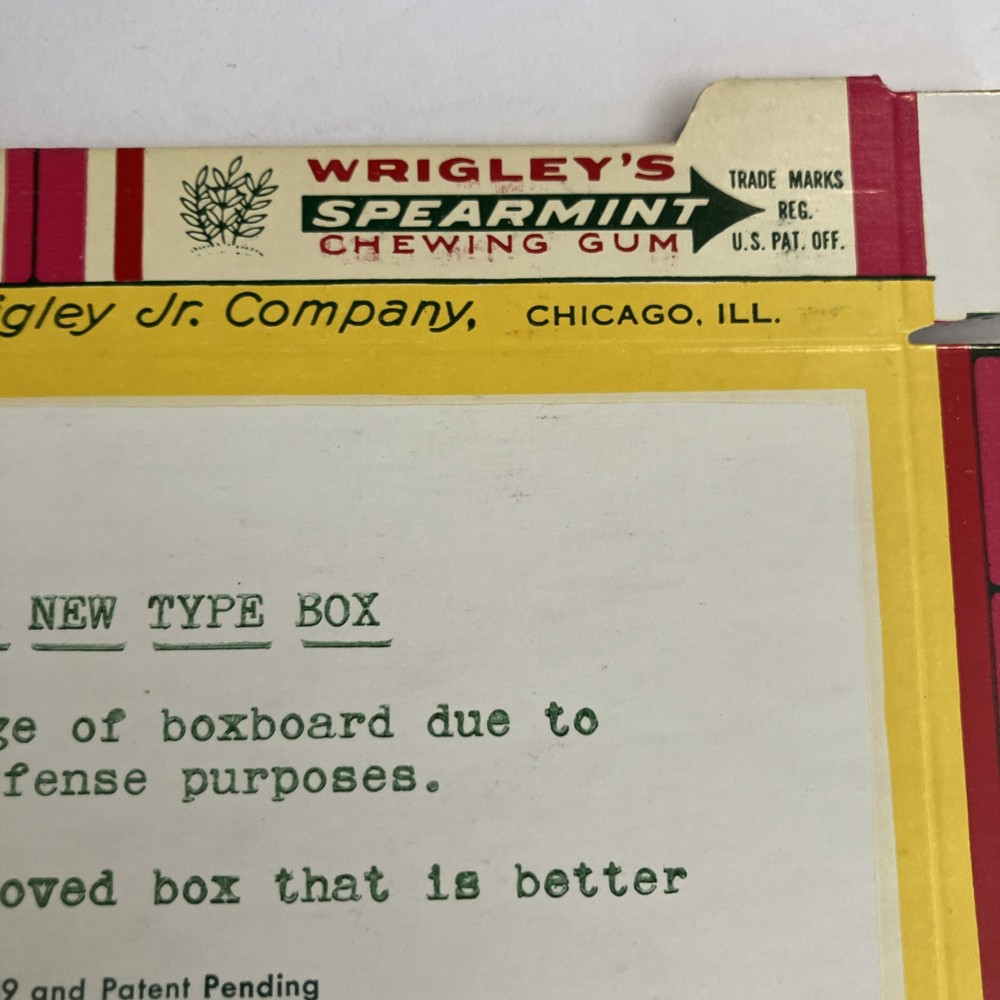 Wrigleys Gum Retail Box War Effort Rare