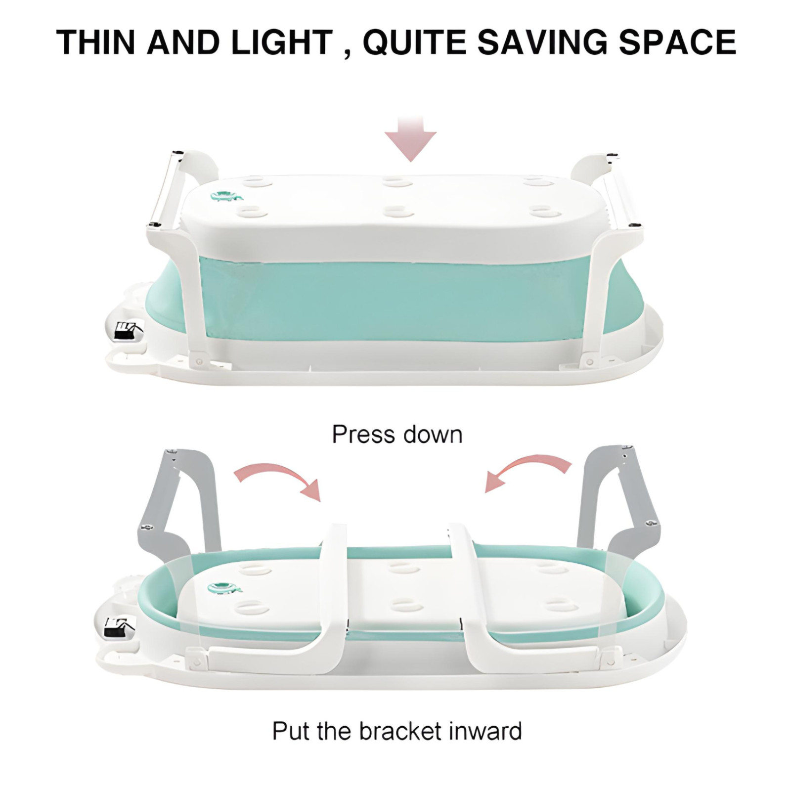 Collapsible Baby Bathtub with Real-Time Thermometer, Foldable Infant to Toddler