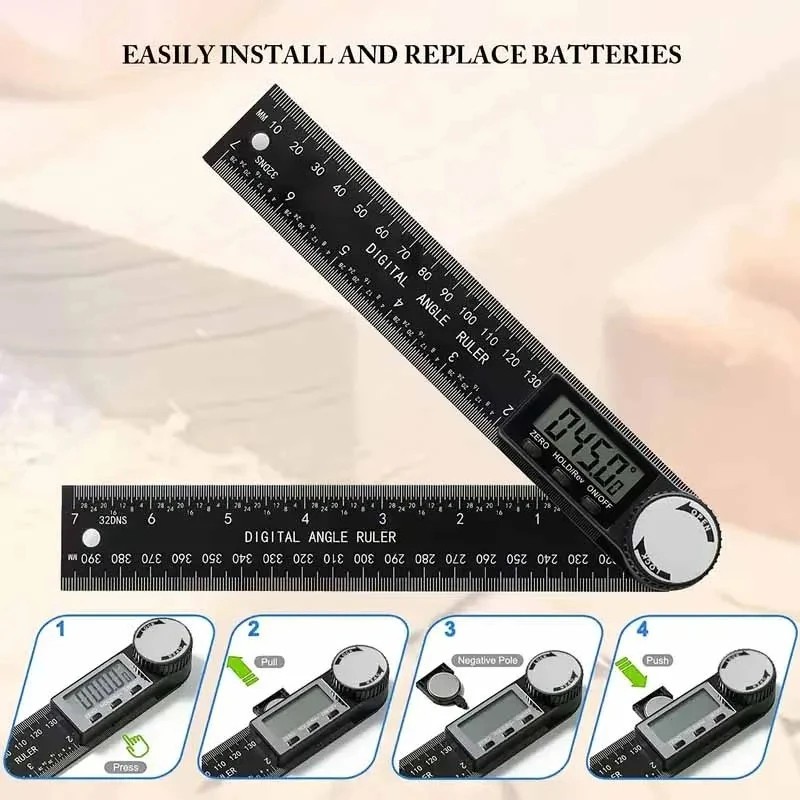 Third Generation Protractor Angle Finder Gauge 2in1 Digital Ruler Detector Scale