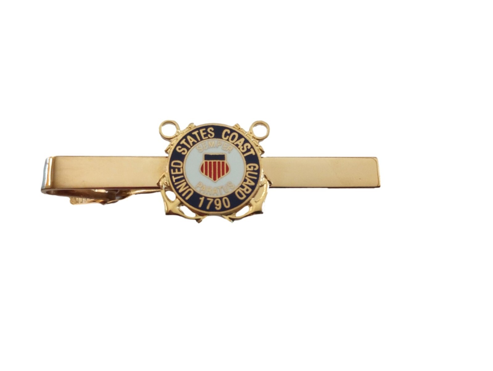 U.S COAST GUARD TIE BAR TIE TAC CLIP ON STYLE U.S.A MADE SEMPER PARATUS
