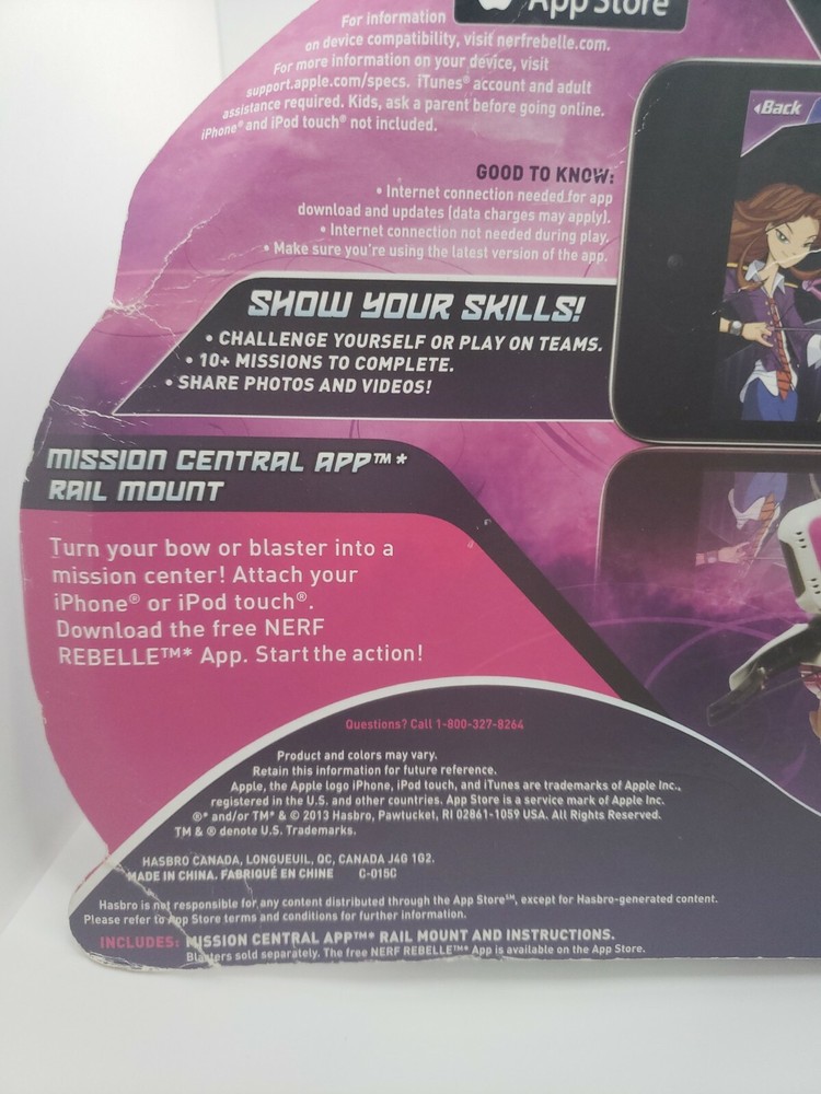 Nerf Rebelle Mission Central App Rail Mount original pkg open box