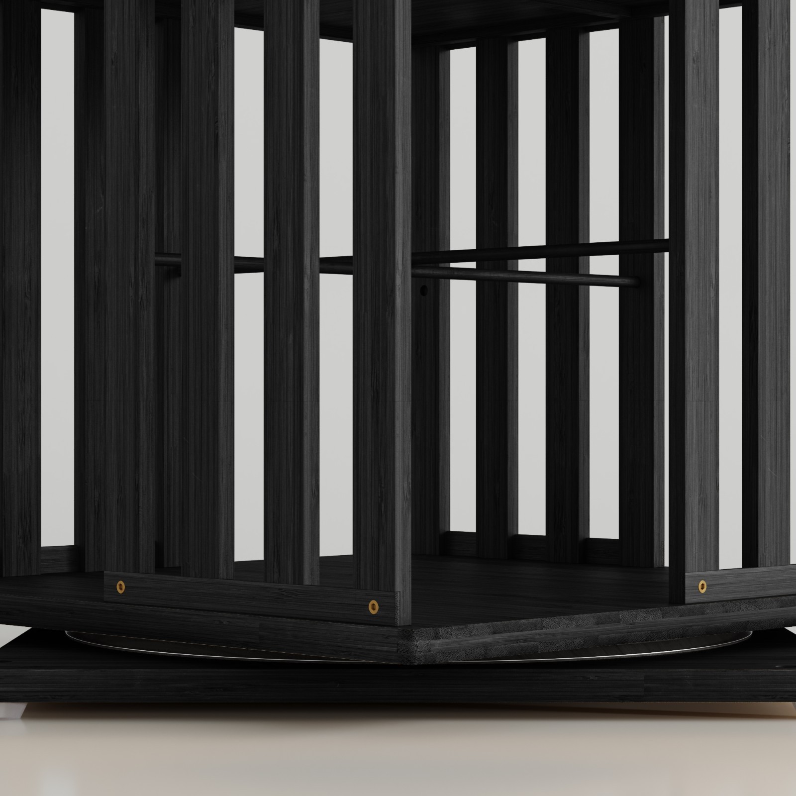 6-Tier Bamboo Rotating Bookcase Tower, 360° Swivel Bookshelf with Floor Storage