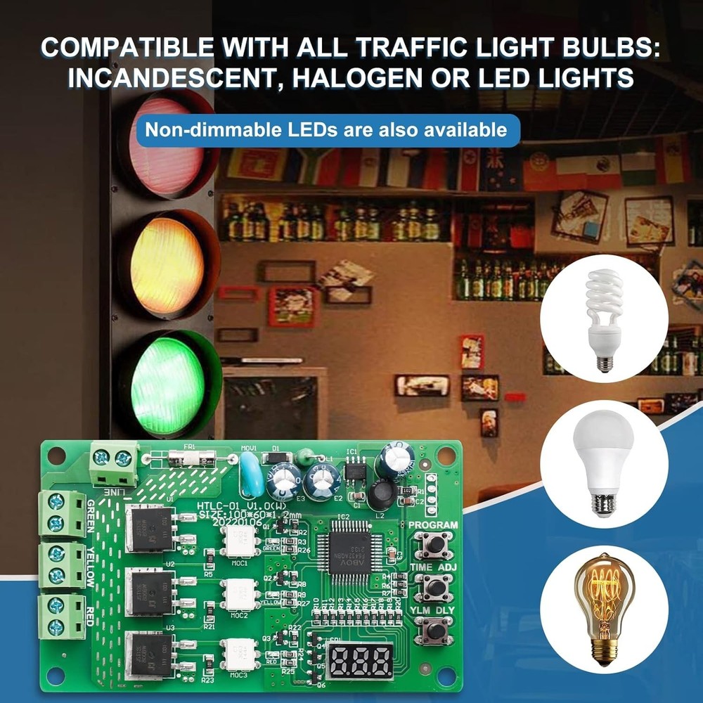 1pc 3 Channel Traffic Light Controller Sequencer 85V-265V Digital Display