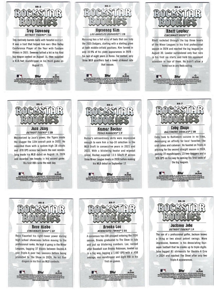 2025 Bowman Baseball- Inserts (Buy More, Save More)