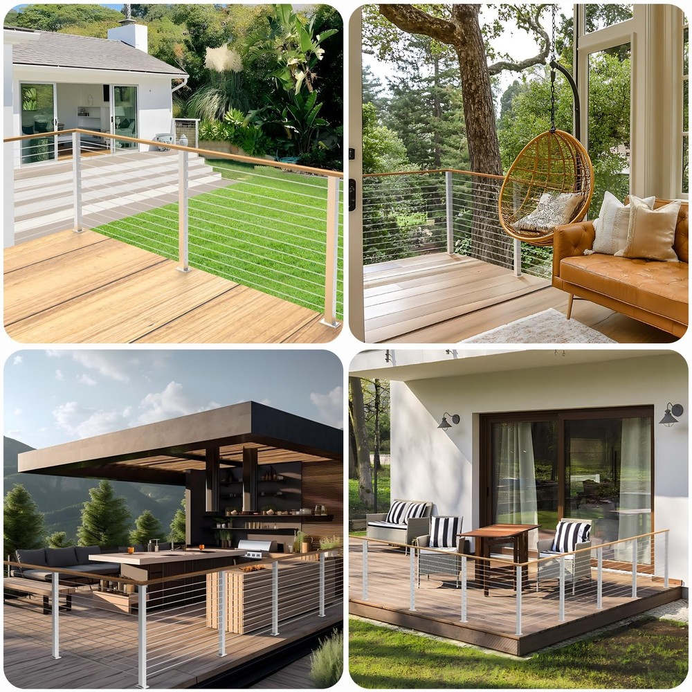 42" Brushed Corner Post for Deck Cable Railing Kit System, Stainless Steel T3...