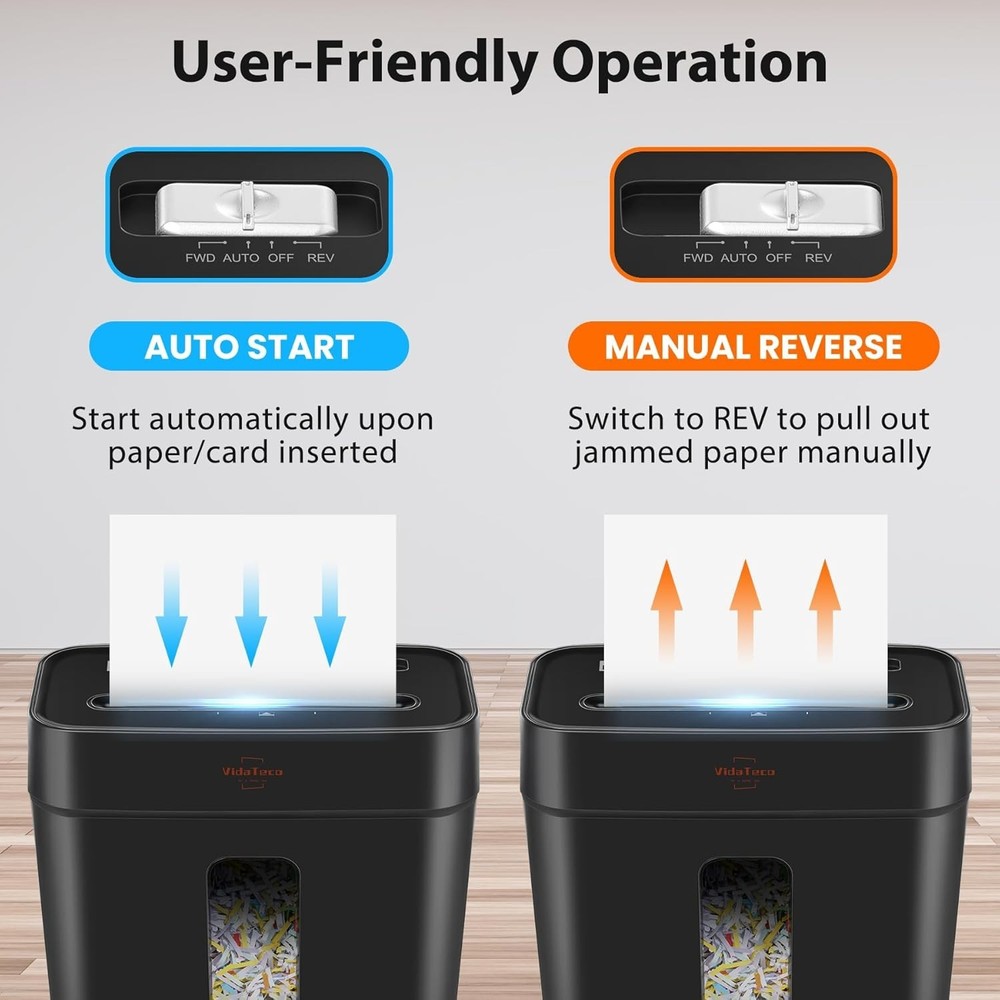 High-Security 8-Sheet Shredder – Effortless Emptying and User-Friendly Design