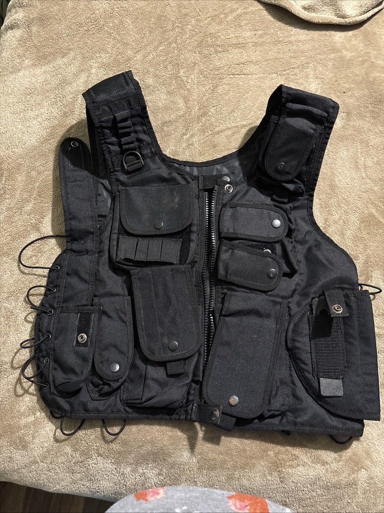 Tactical Multi Purpose Vest, Adjustable, Black Size Small-Large