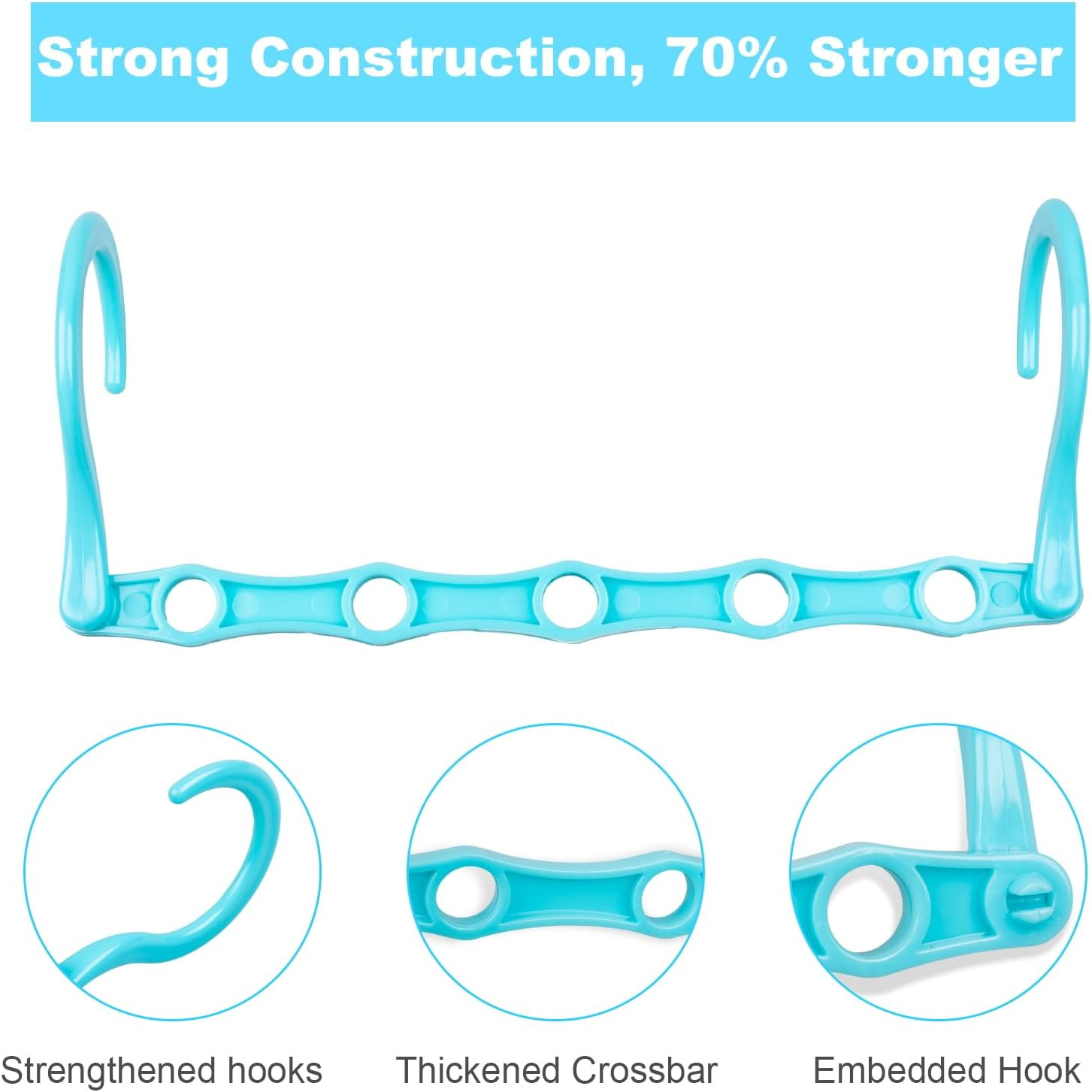 10 PCS Space Saving Hangers, 5-Hole Magic Hangers - Sturdy Plastic Hanger, Close