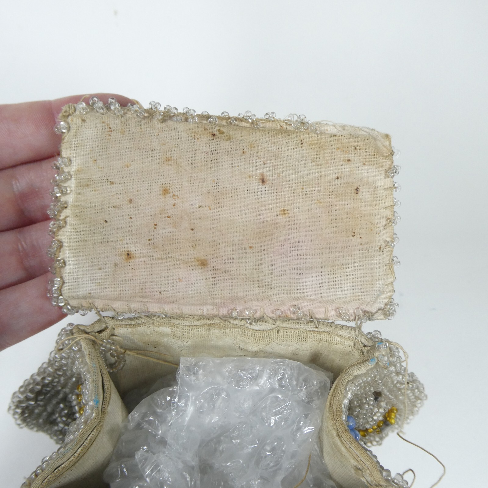 Beaded Purse Antique Iroquois? Fringed Beadwork Bag Whimsy AS IS