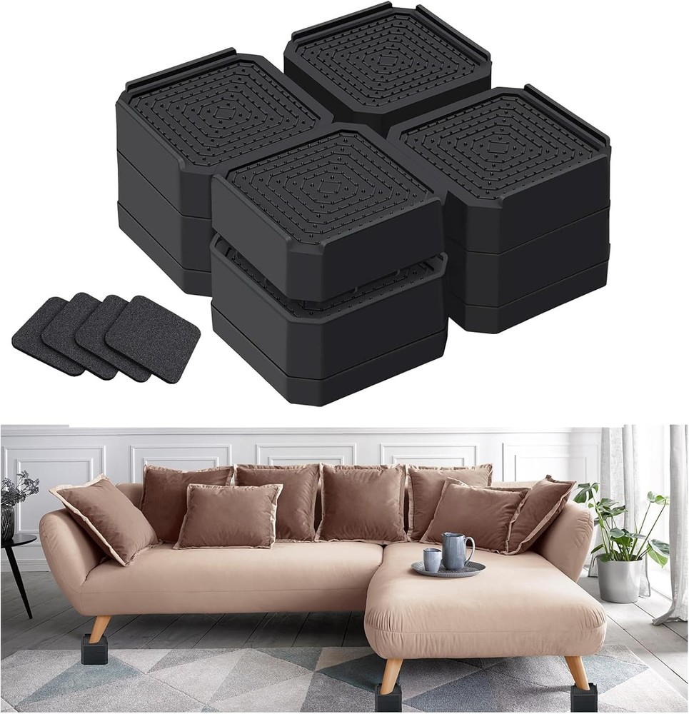 Heavy Duty Furniture Risers, Stackable Bed Risers, Adjustable Bed Raising Blocks