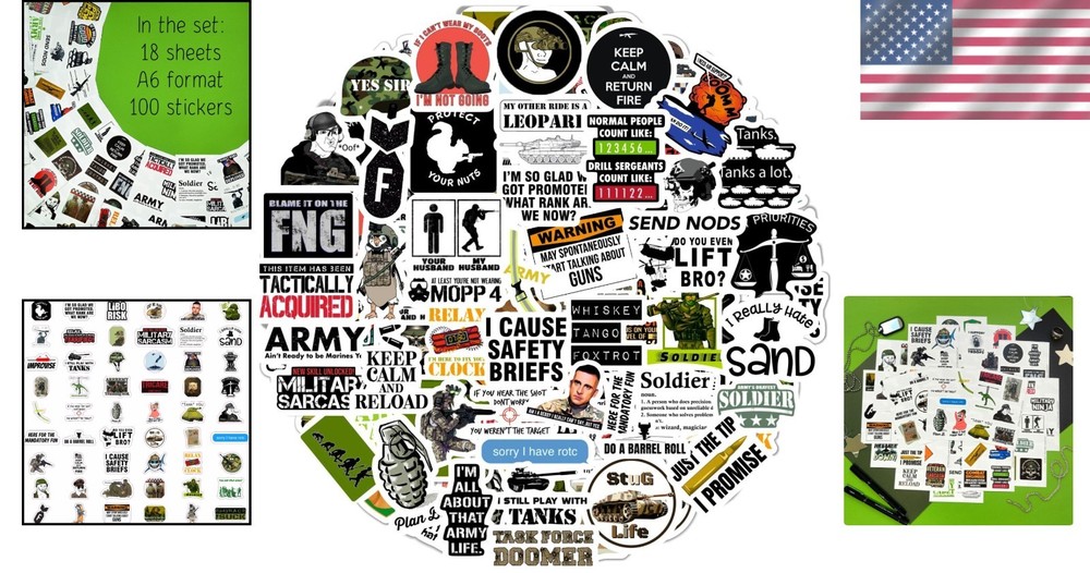 100 High-Quality Army Stickers - Waterproof Decals for Personalization & Decor