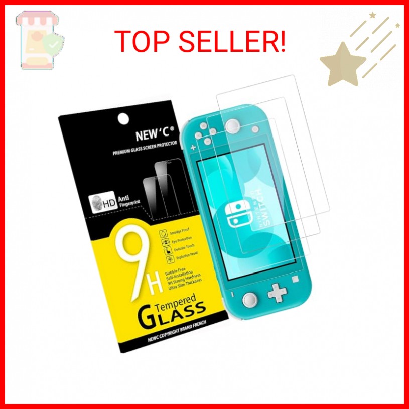 NEW'C 3 Pack Designed for Nintendo Switch lite Screen Protector Tempered Glass,