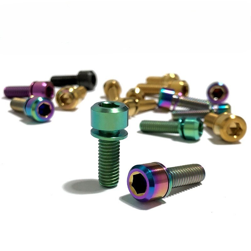 M6 Titanium Bolt Cylindrical Hex Head with Washer Screw for Bike Handlebar Stem