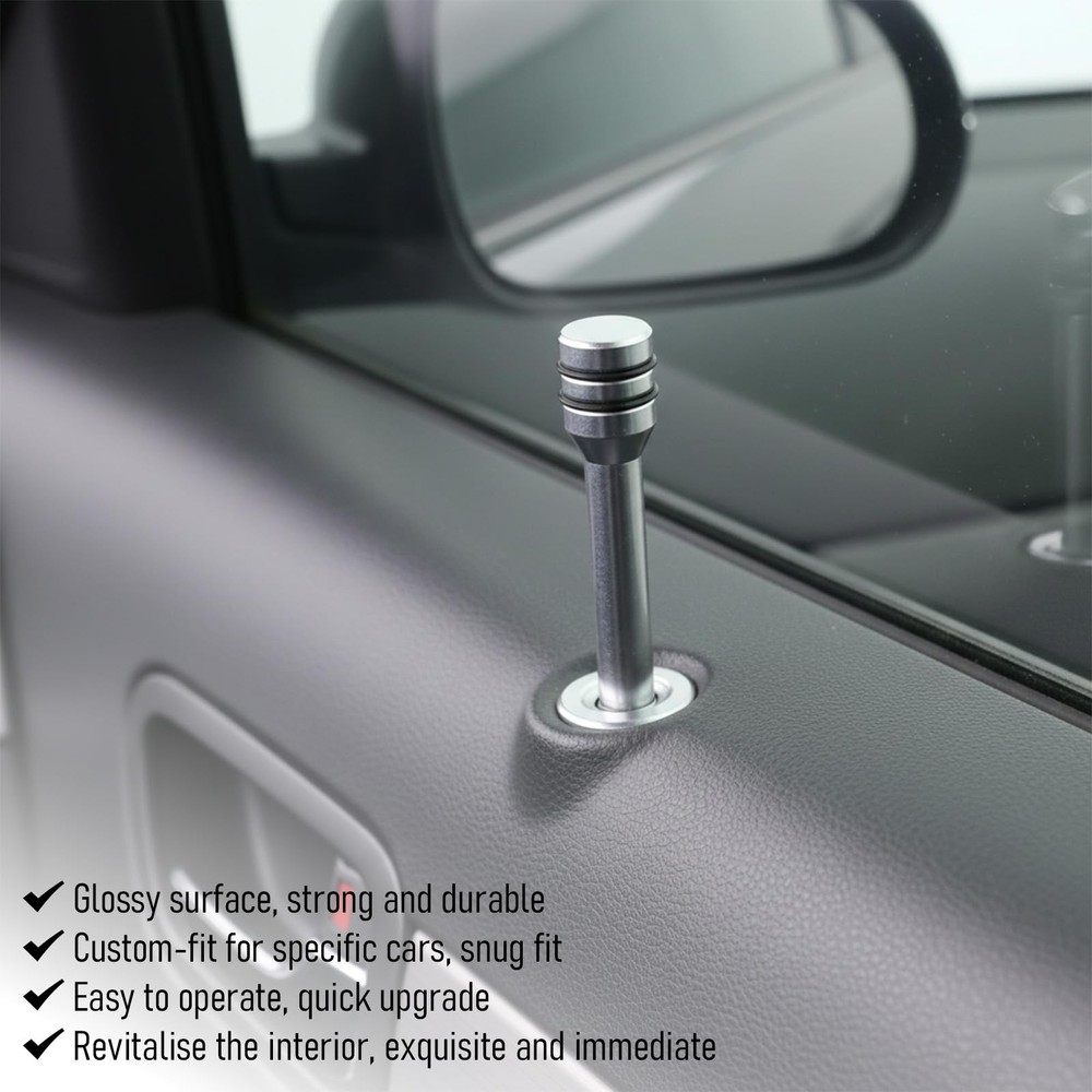 4 Pieces Car Door Lock Knobs Inner Pull Pin Cover Universal Sliver