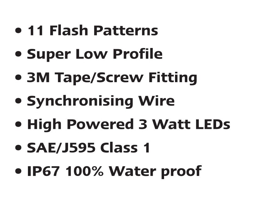 LED Emergency Light Head LED Autolamps- 11 Flash Patterns 12v 24v