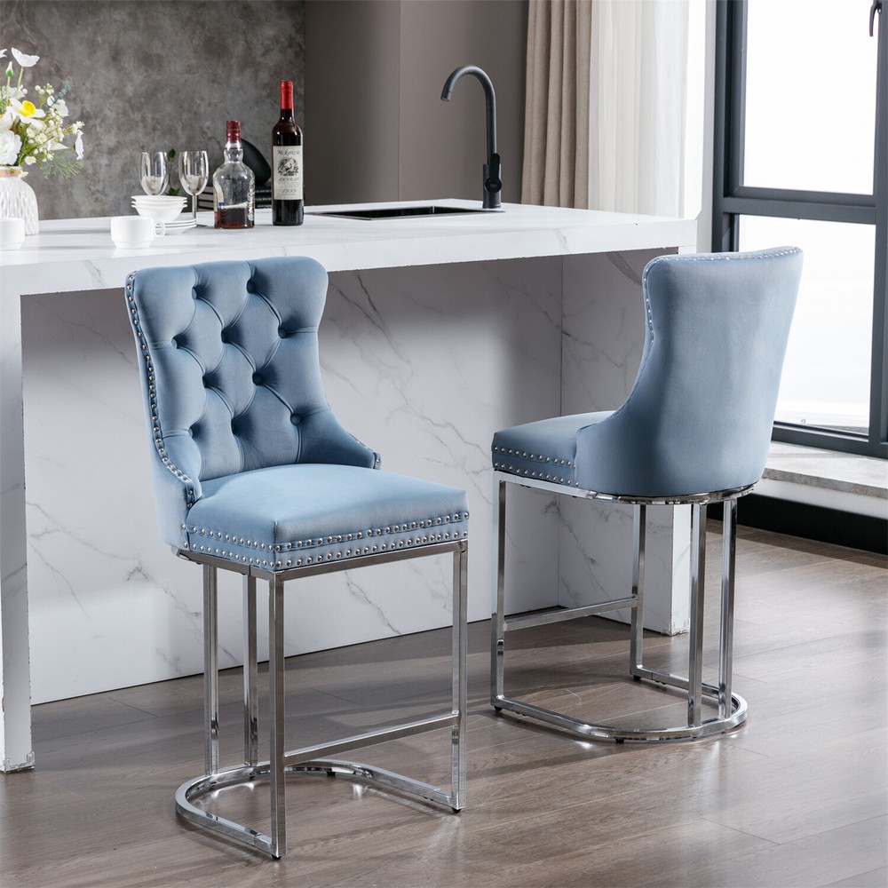 2PCS Bar Stools 26'' Modern Counter Height Barstools Kitchen Dining Chairs