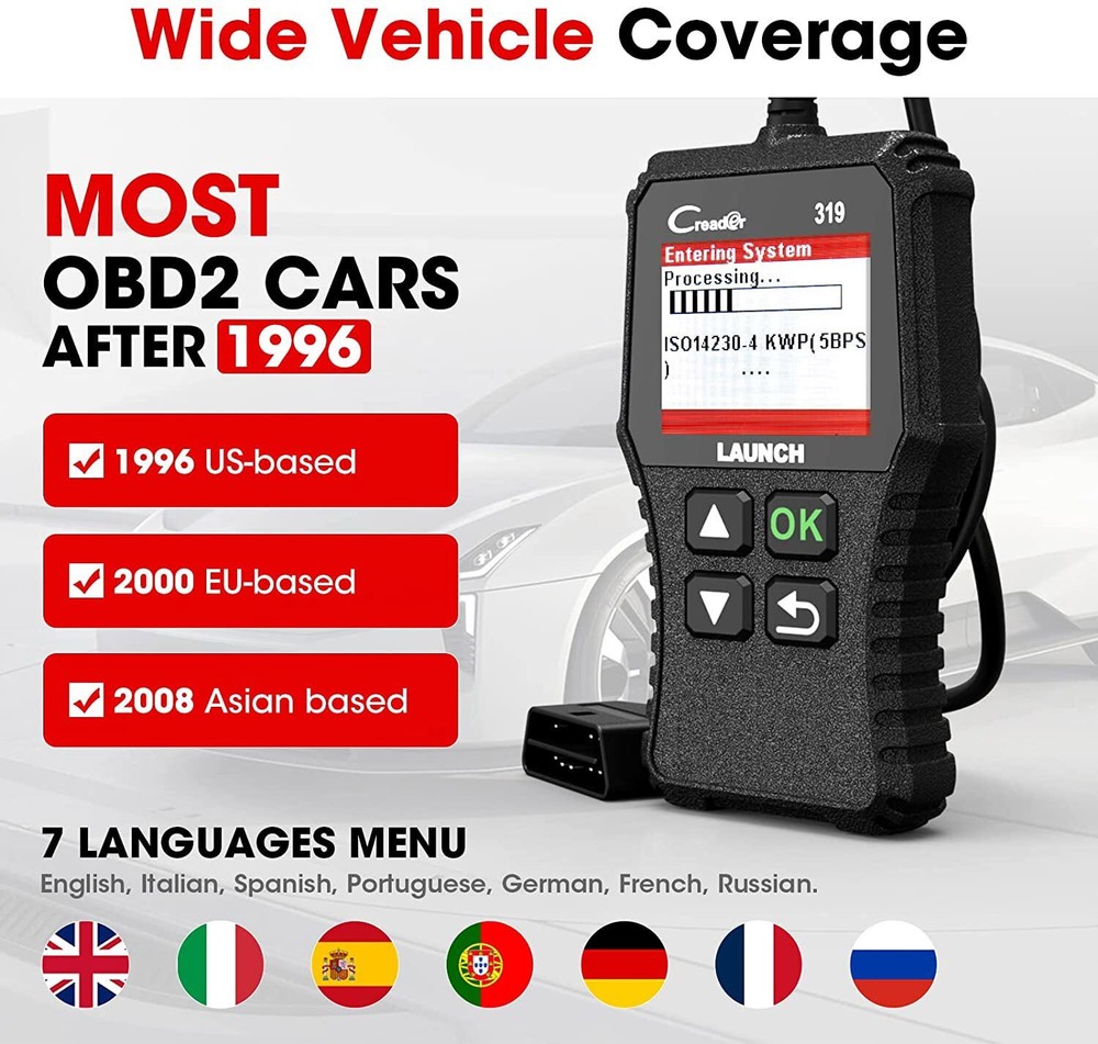 LAUNCH CR319 OBD2 Scanner Diagnostic Tool OBD LIVE DATA Freeze Frame Code Reader