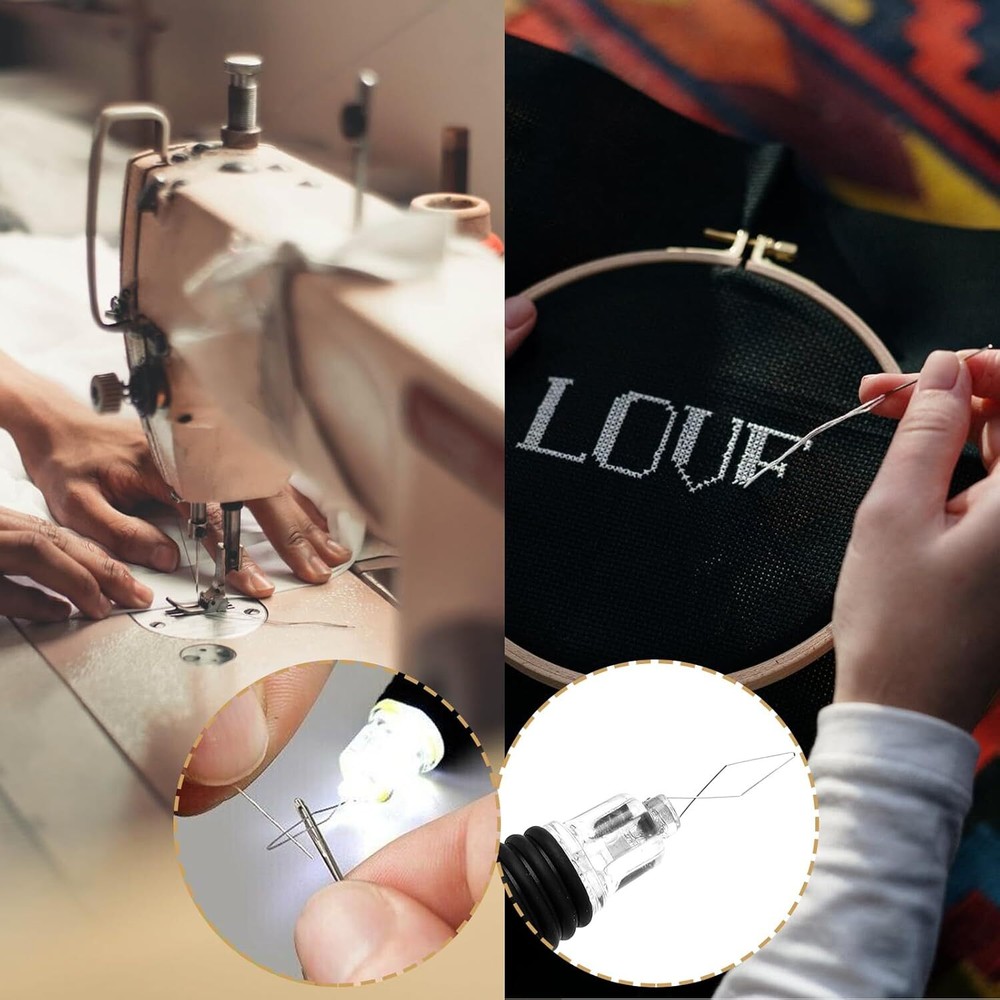2pcs LED Needle Threader Sewing Tools Illuminated Threader Manual Threader Light