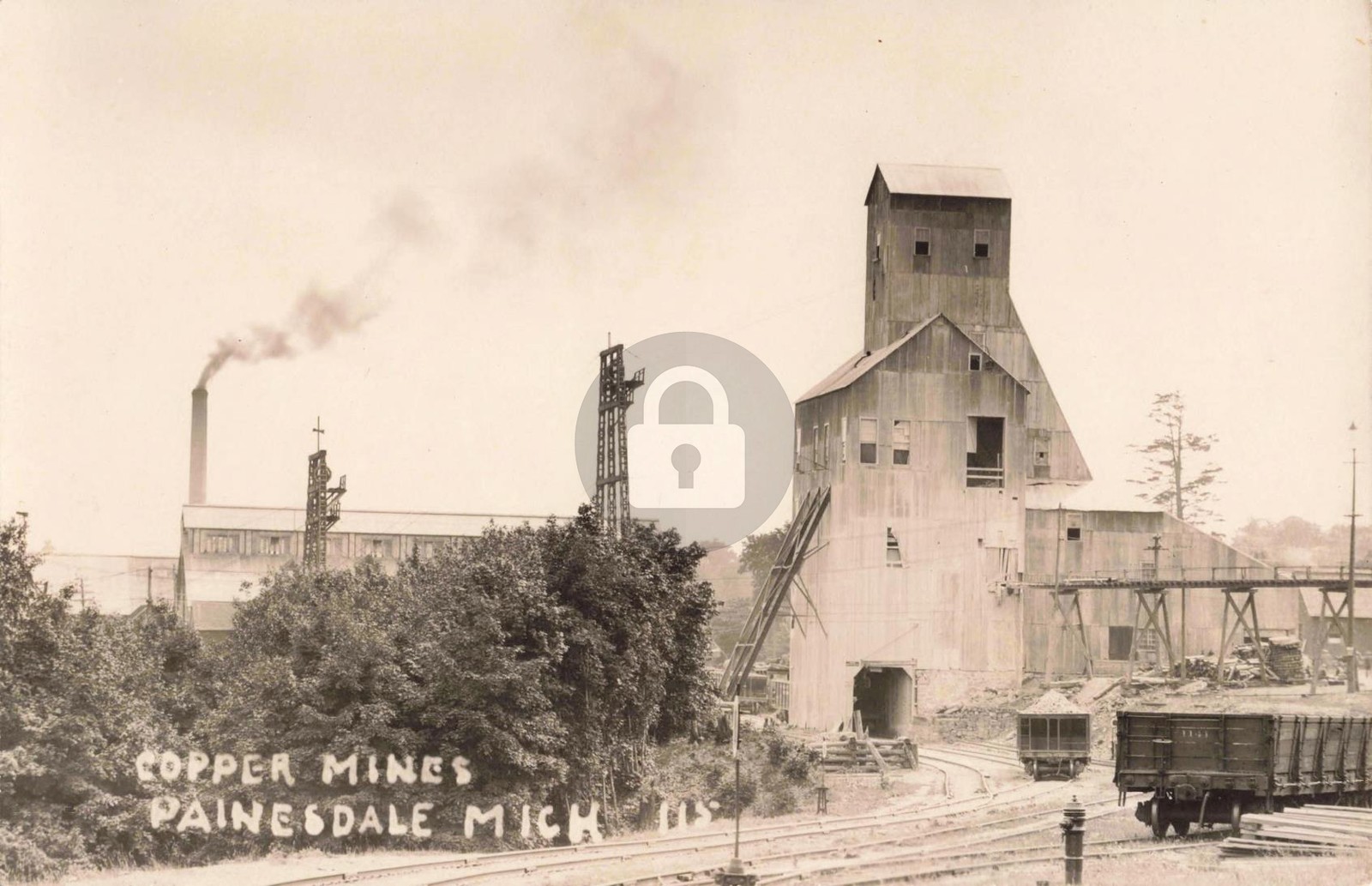 Railroad Copper Mines, Painesdale MI Michigan RPPC Photo Postcard COPY