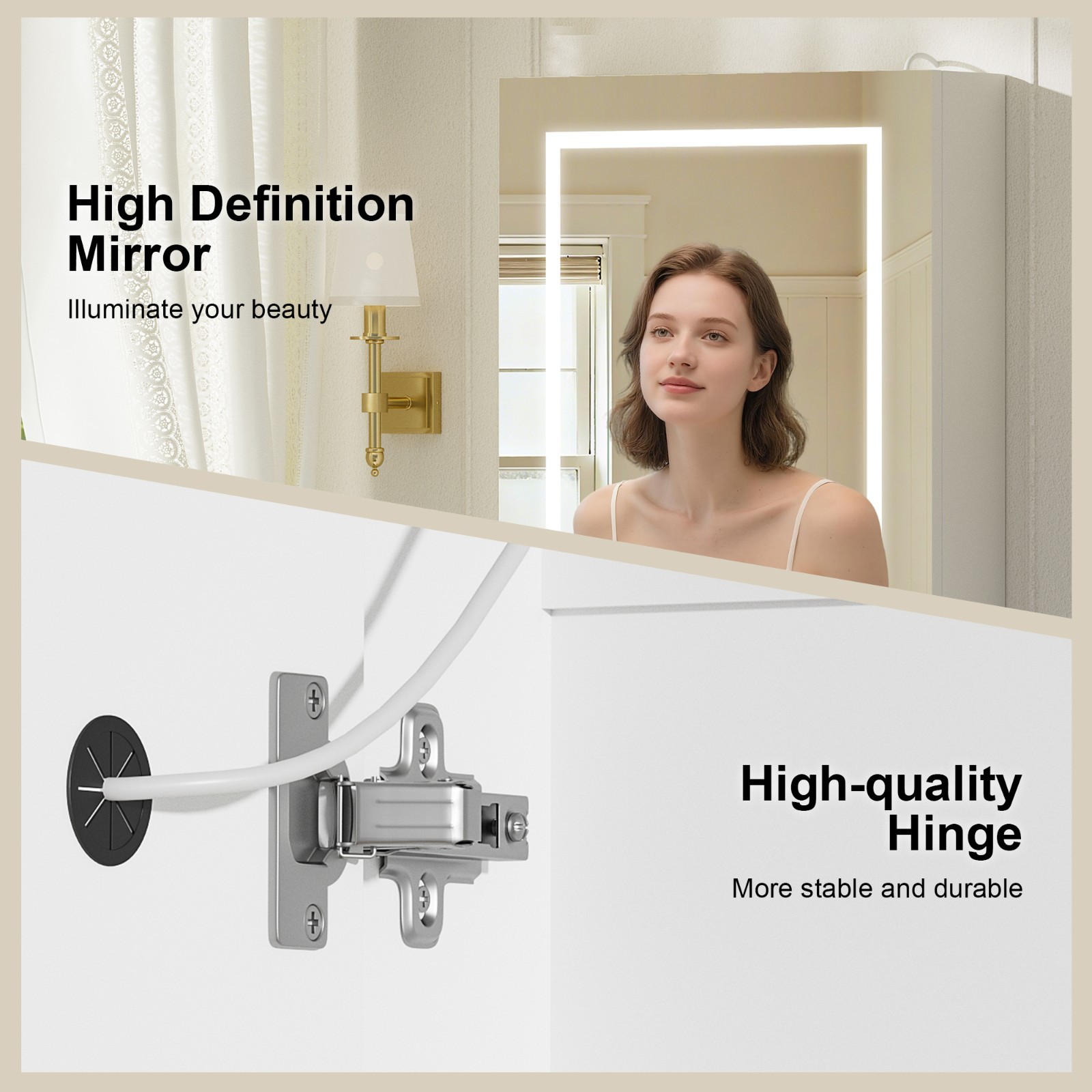 18x24inch Led Medicine Cabinet Bathroom Mirror Cabinet with Lights Anti-Fog New