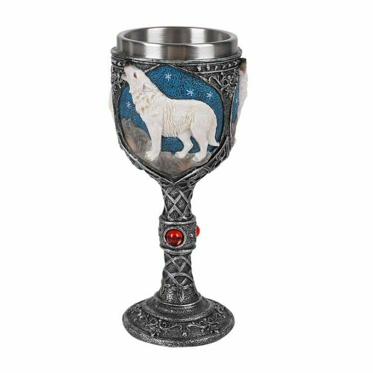 Pacific Giftware Celtic White Wolf Rhinestone Figurine Goblet