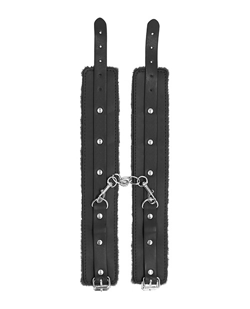Shots Ouch Plush Leather Ankle Cuffs Black