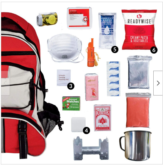 ReadyWise Red White Emergency Survival Backpack (64 piece) New