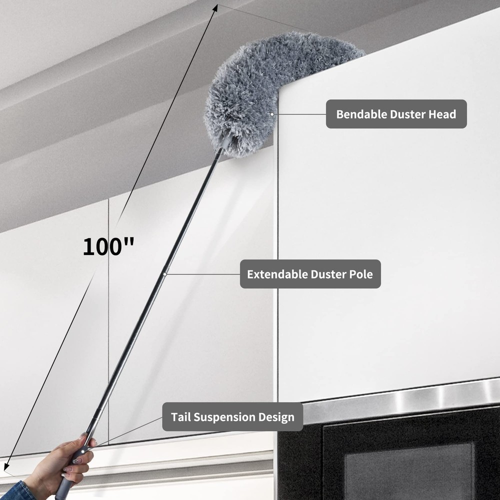 BOOMJOY Microfiber Feather Duster 7PCS, Bendable Dusters with 100 inches Exte...