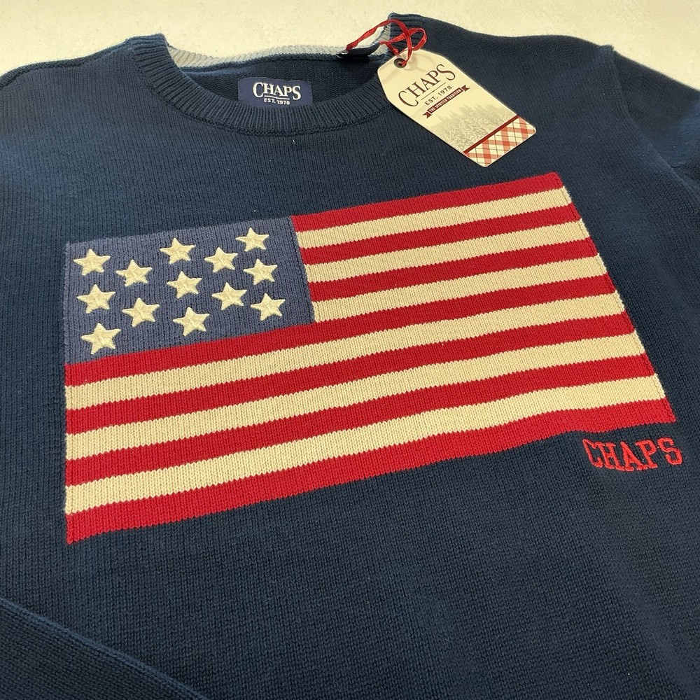CHAPS MEN'S FLAG SWEATER, SIZE XL