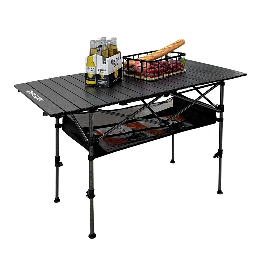 Camping Table Foldable, Height Adjustable Aluminum Roll Up Table with Easy Ca...