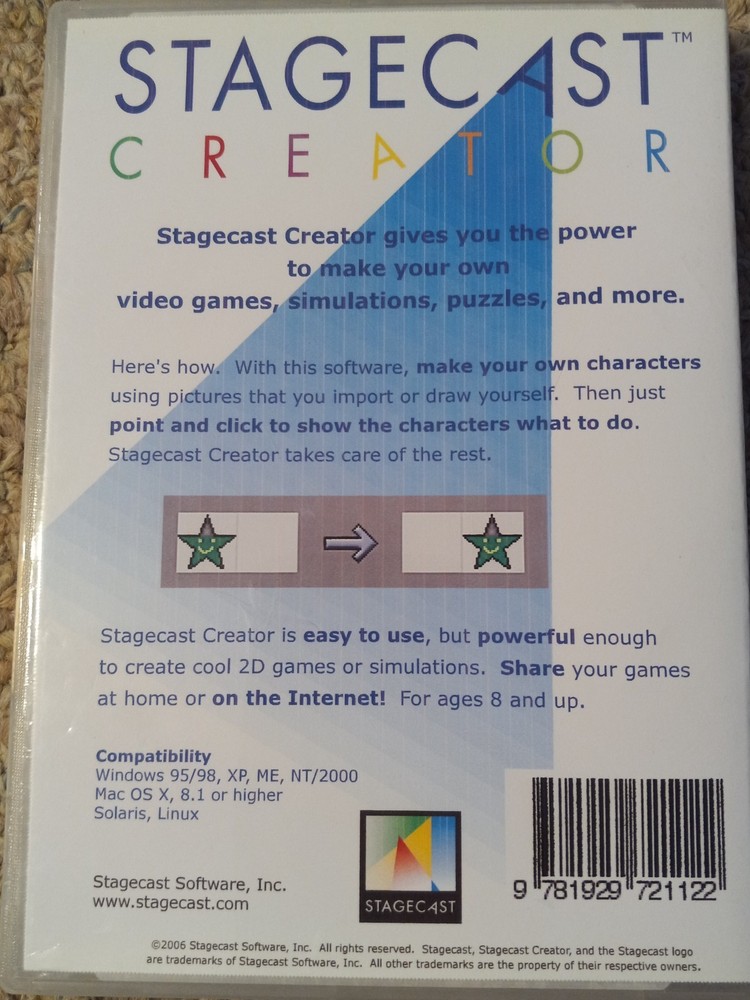 Rare! Vintage Stagecast Creator 2.0 PC/MAC Programing Game Building 2006 PRIVATE