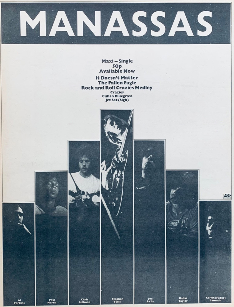 STEPHEN STILLS vintage 1972 POSTER ADVERT MANASSAS csny