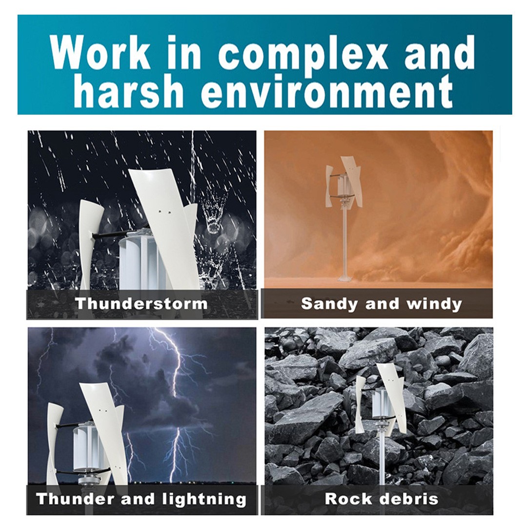 3000W Vertical Wind Turbine Generator Hybrid MPPT Controller 48V Windmill Motor